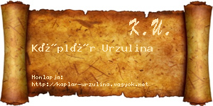 Káplár Urzulina névjegykártya